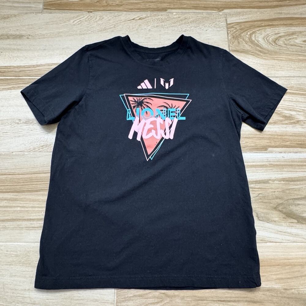 Adidas‎ Regular Fit Black Lionel Messi Graphic Print Short Sleeve Men's Size M